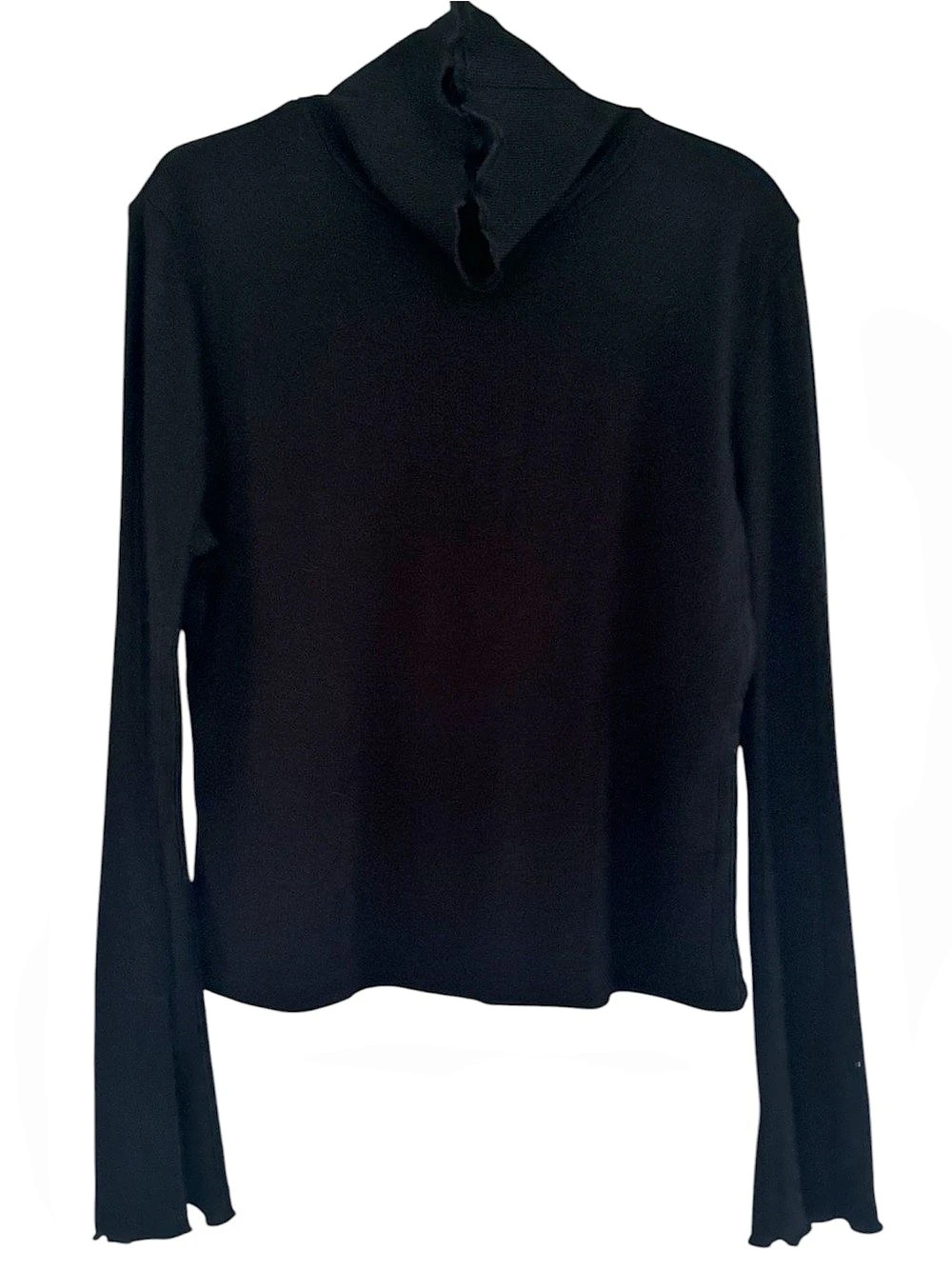 SHEIN curve 1X Lettuce-Edge Turtleneck Black Long Sleeve Top